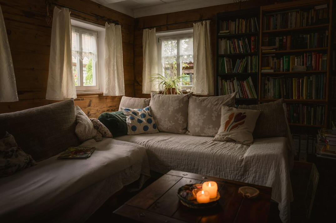 cozy reading nook with book